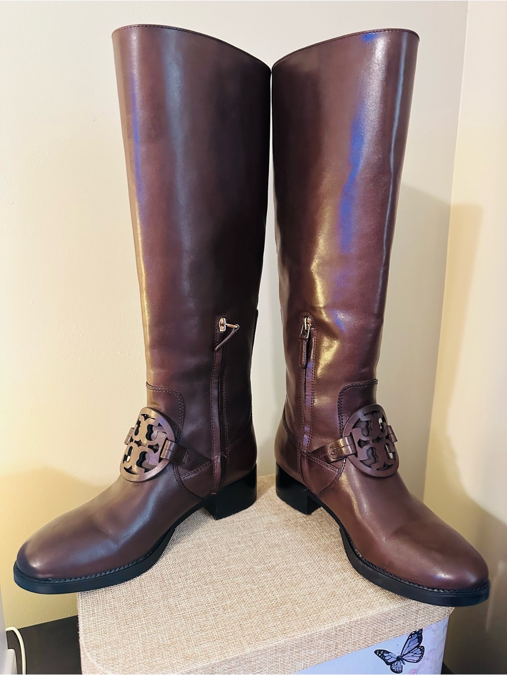 Tory Burch Chocolate Brown Miller Pull On Leather Riding Boots - 7